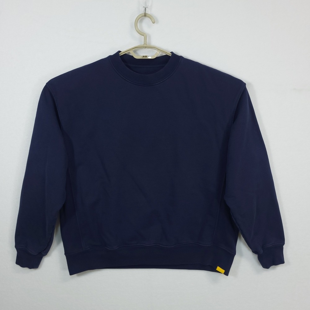 Yellow Label Sweatshirt Mens Medium Navy Blue Cotton Crewneck Made in USA